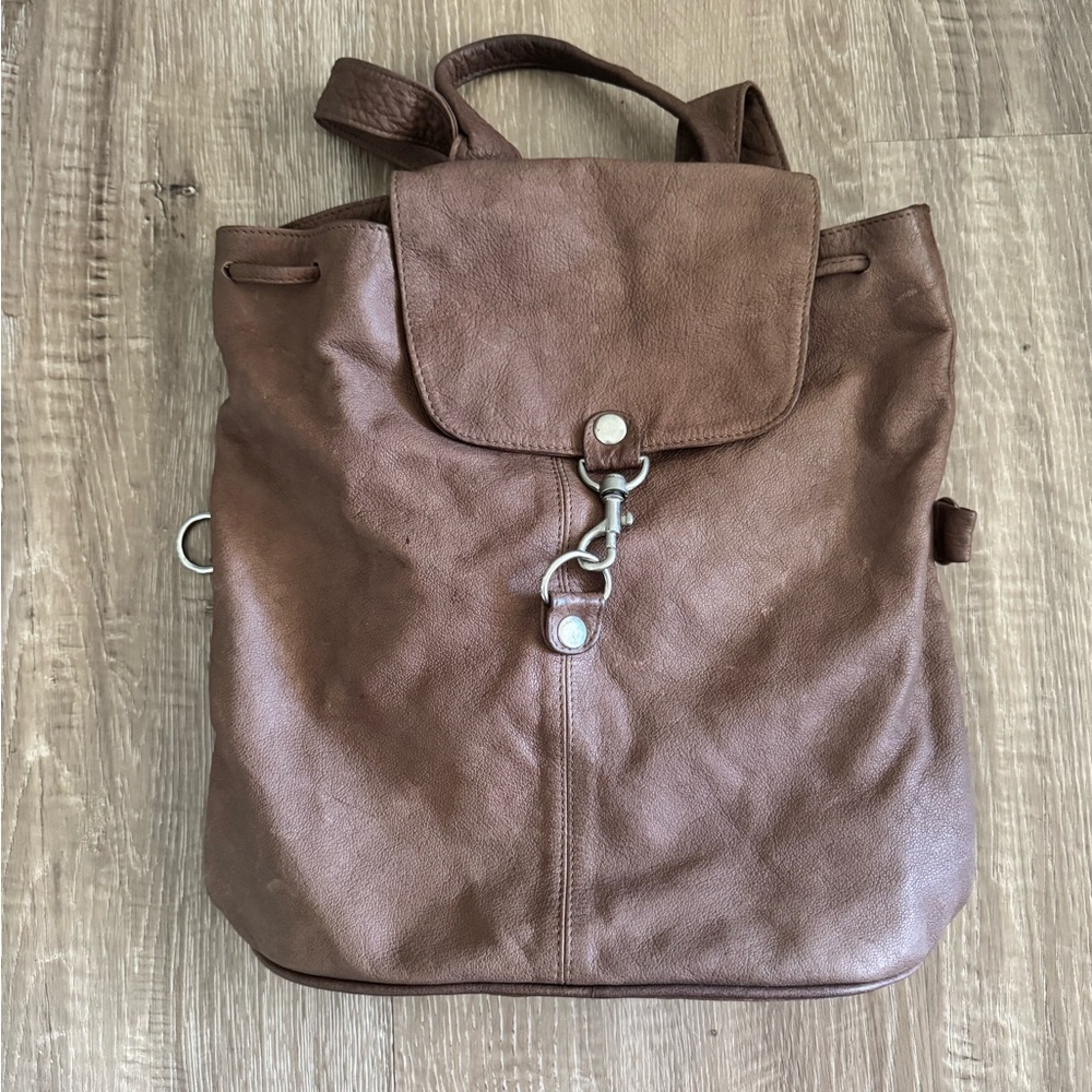 Vintage Kenneth Cole Brown Genuine Leather Women's Backpack & Cross body